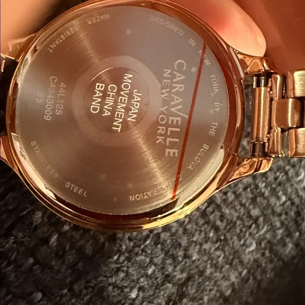 Caravelle New York Rose Gold Crystal Face Women’s Watch brand new retail $120